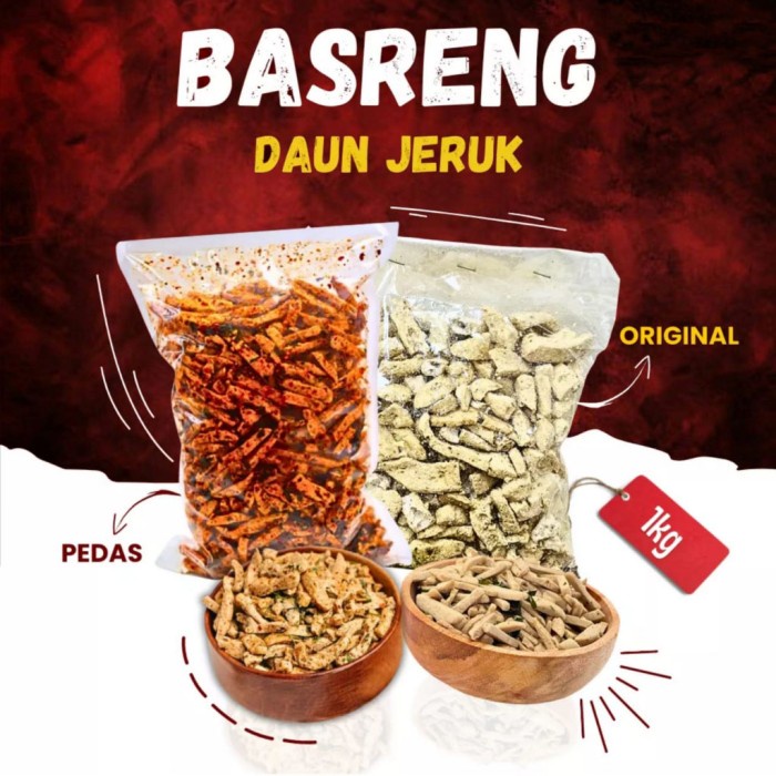 

Basreng Daun Jeruk Pedas 1Kg Jajanan Cemilan Keripik Camilan Snacks