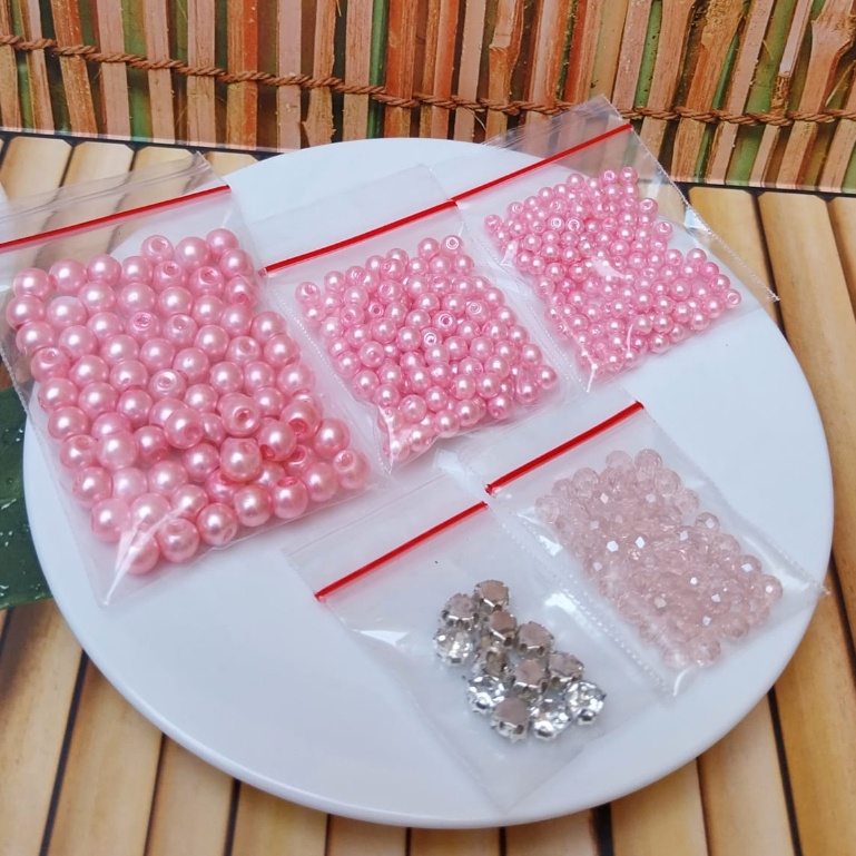 Mutiara Sintetis Berat Manik Kristal Ceko Cangkang 3D Payet Rangkai Set Kombinasi