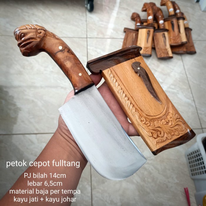 PREMIUM Golok Pisau Petok Full Tang Cepot Cacah Daging Serbaguna Baja Per