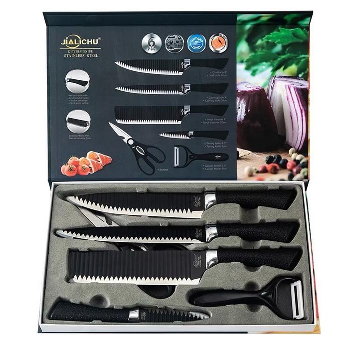 PREMIUM Set Pisau Dapur Super Tajam Isi 6 Pcs Pengupas Dan Pemotong Ikan Daging