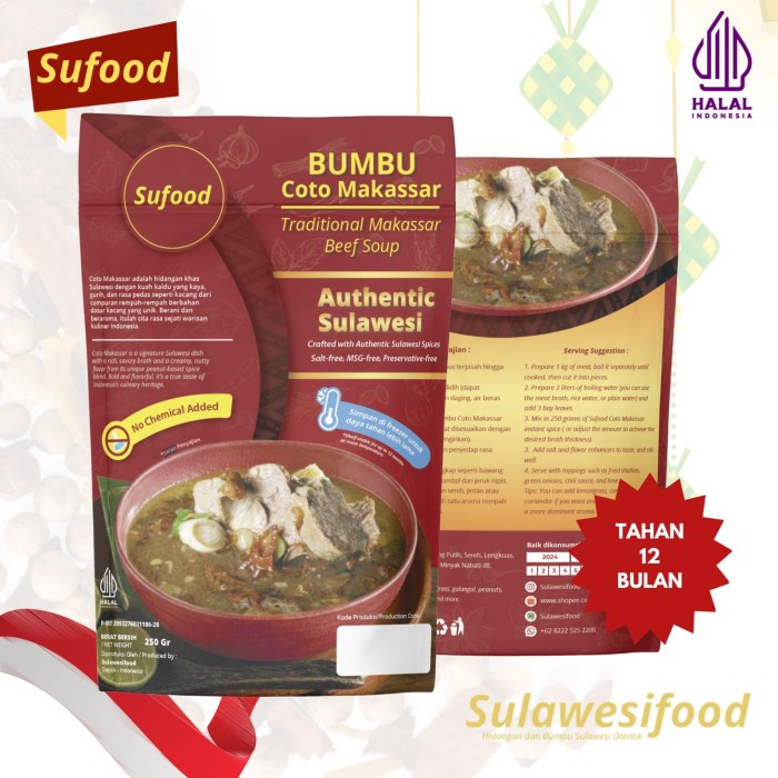 

RT944 Sulawesifood Bumbu Coto Makassar Instan 250gr Kemasan Alumunium GRATIS ONGKIR