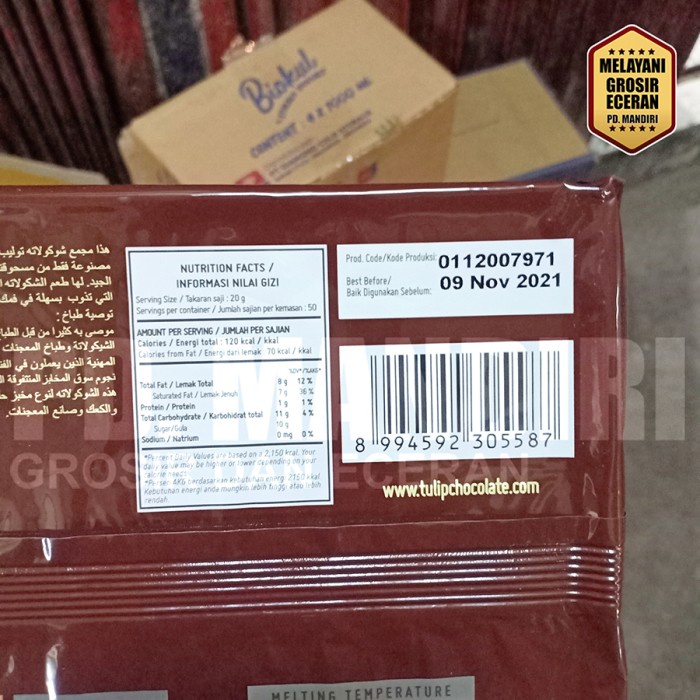 Lezat- Tulip Dark Compound Chocolate 1 KG / COKLAT TULIP / Coklat Compound