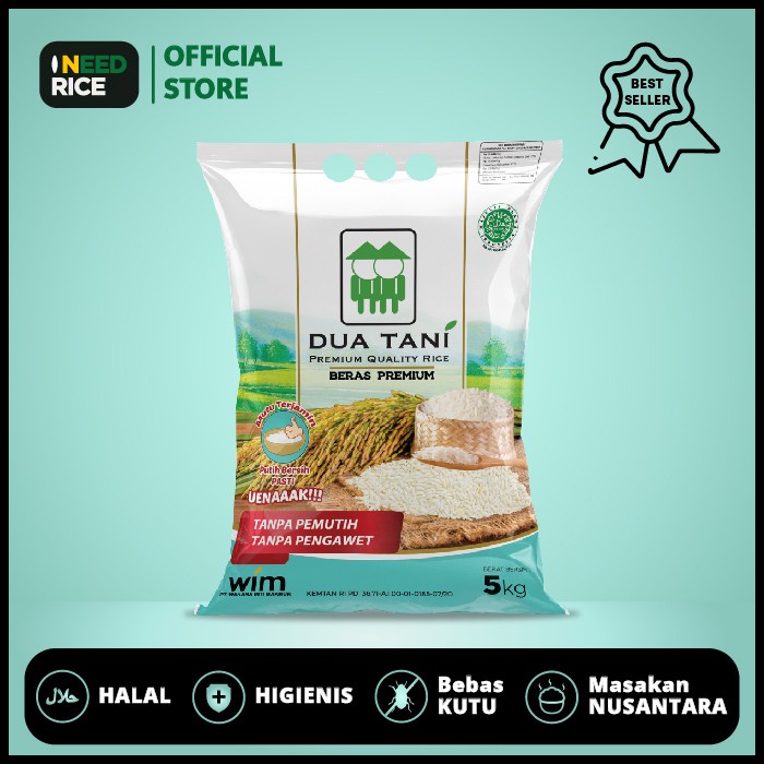 

Lezat- Beras Premium Super Platinum Dua Tani 5kg HALAL-Pasti Pulen