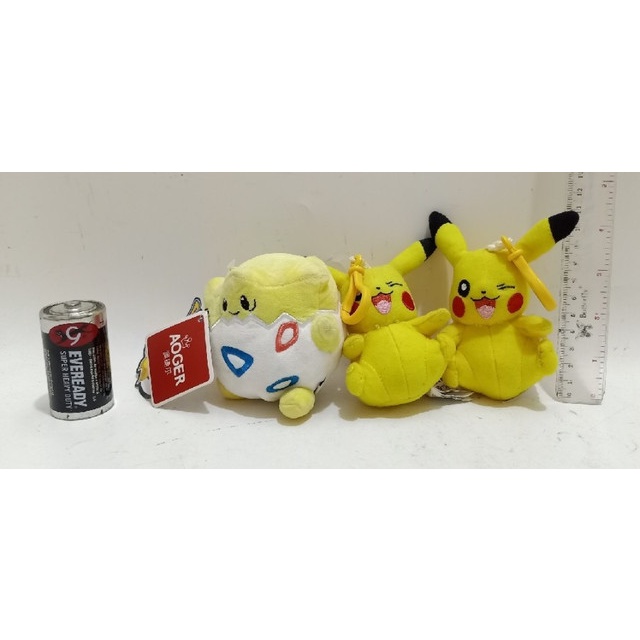 Set Takara tomy togepi aoger pikachu plush doll keychain boneka nintendo