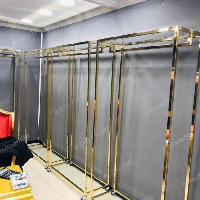 PREMIUM Gantungan baju Toko butik Besi Roda