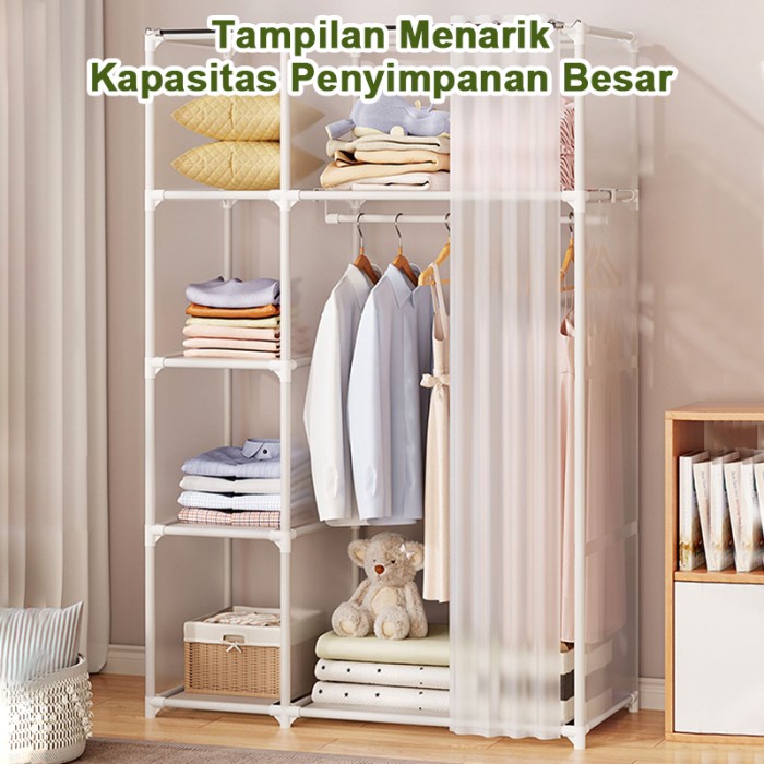PREMIUM Lemari Pakaian Plastik Lemari Gantung Baju Minimalis Rak Gantung Serbaguna Susun Rak