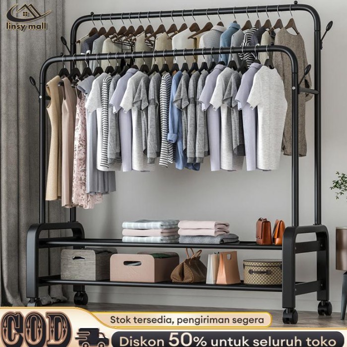 PREMIUM Stand Hanger Besi Rak Gantungan Baju Besi Gantungan Baju Berdiri Rak Baju Gantung Minimalis