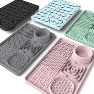 PREMIUM Pet Feeder Silikon Bentuk Square Bowl Slow / Pet Feeder Untuk Anjing Kucing / Tempat Makan