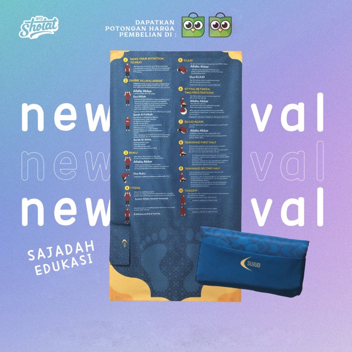 PREMIUM Sajadah Edukasi Belajar Sholat Mualaf Sejadah Travel Bacaan Sholat