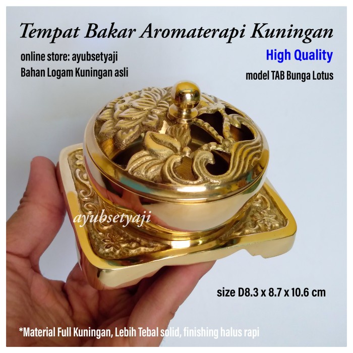 PREMIUM Tempat Bakar Dupa Kuningan TAB Bunga Lotus aromaterapi Bokor BRASS hio