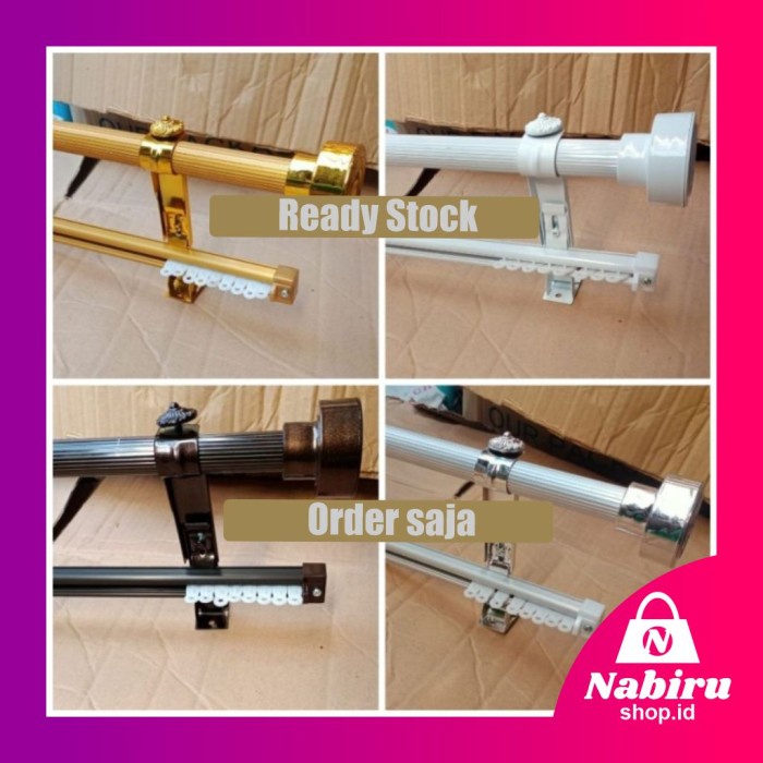 PROMO Batang Besi Tiang Gorden 3m 4m Double Full set Lengkap Rell Vitrase Ukuran 3 Meter 4 Meter