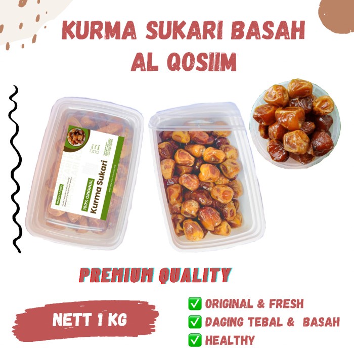 

Lezat- KURMA SUKARI 1KG Basah Repack sukary alqosim sukkari madinah buah raja