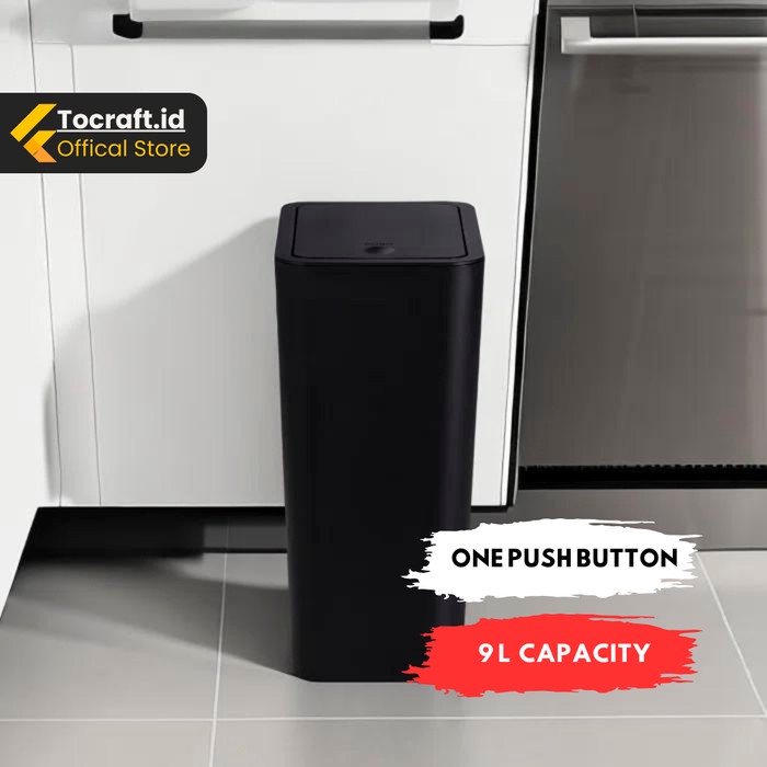 TCID Tempat Sampah Aesthetic Minimalis Hitam 10 Liter Hitam Plastik