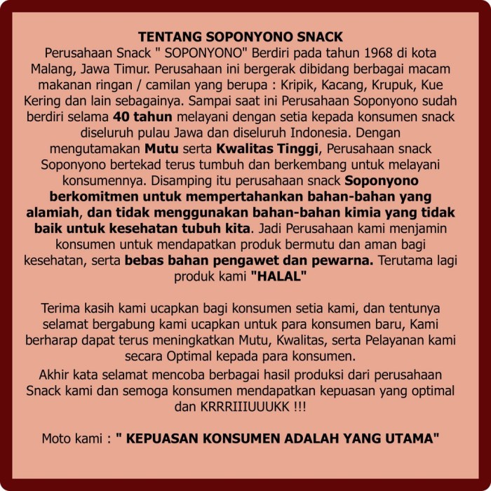 

Keripik Singkong Soponyono Original Malang