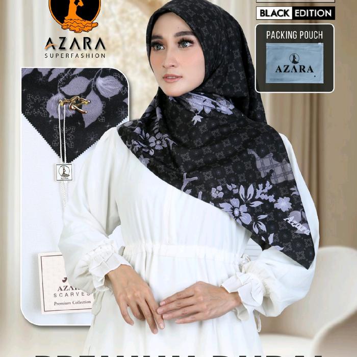 Azara Isi 10 Pics Khusus Hitam Metal Logo Besi Pekingan Pouch Jilbab Kerudung Segi Empat Voal Muslim