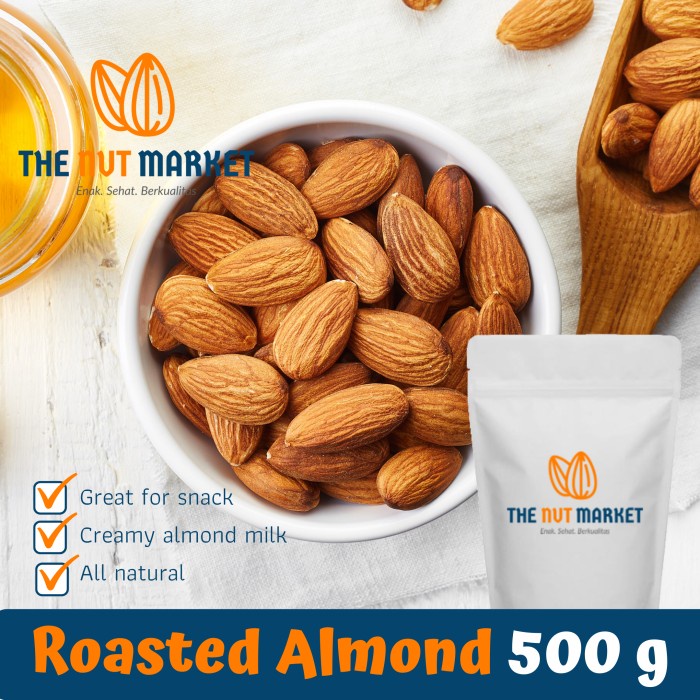 

Kacang Almond Panggang Original (Roasted Natural Almond) 500Gram Murah