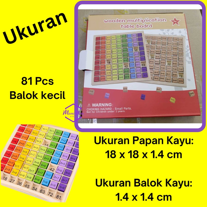 Toytopus Store - Mainan Anak Kayu Tabel Matematika Hitung Kali Kalian Perkalian