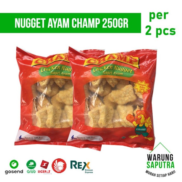 

Lezat- Paket Bundle Nugget / Naget Rasa Ayam CHAMP 250g per 2 Pcs