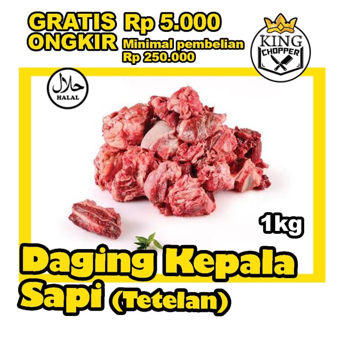 

Lezat- DAGING KEPALA SAPI 1 KG TETELAN FROZEN IMPORT STEAK GILING SLICE AYAM