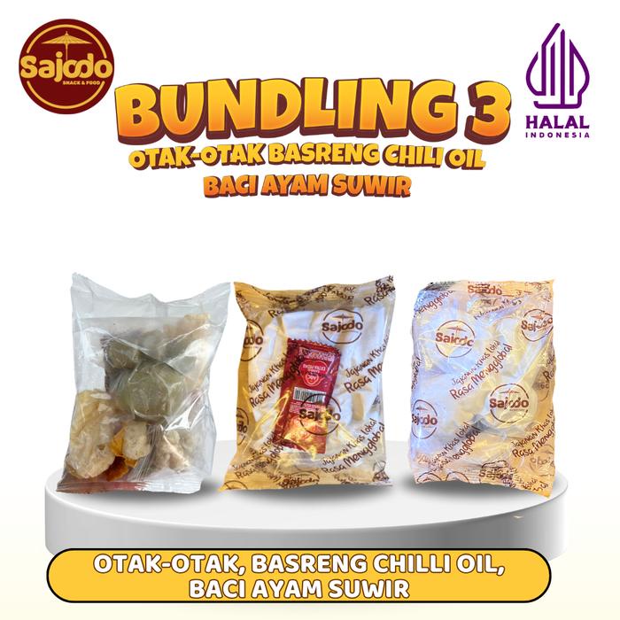 

Lezat- Bundling Mix 3 [Otak-Otak rasa Ikan, Basreng Chili Oil, Boci] - Sajodo Snack
