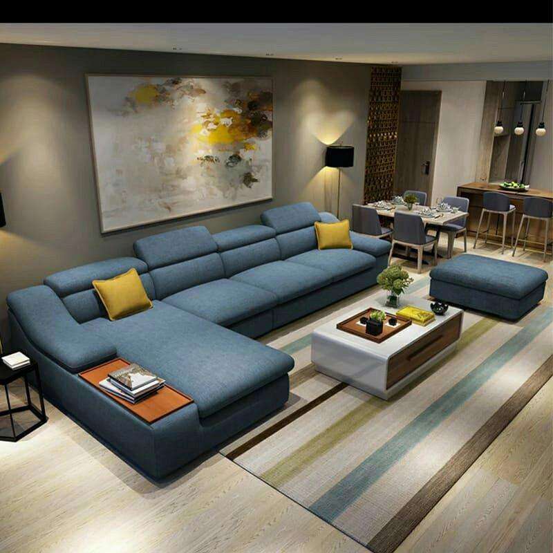 Sofa L Shape / Sofa Minimalis Biru *