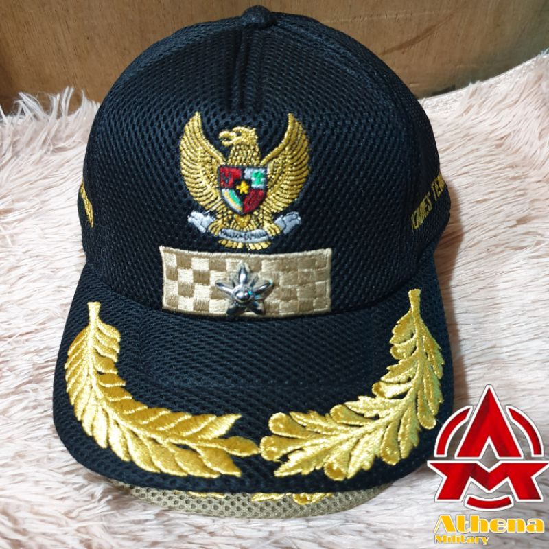JaminanBaru- Topi Lurah Hitam Jaring Topi Kades Hitam Kades