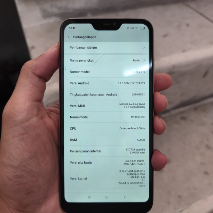 redmi 6 pro 3/64 hp only bekas second *