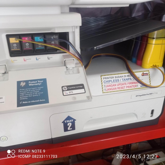 Printer Officejet Hp pagewide pro 477dw bekas modif chipless *