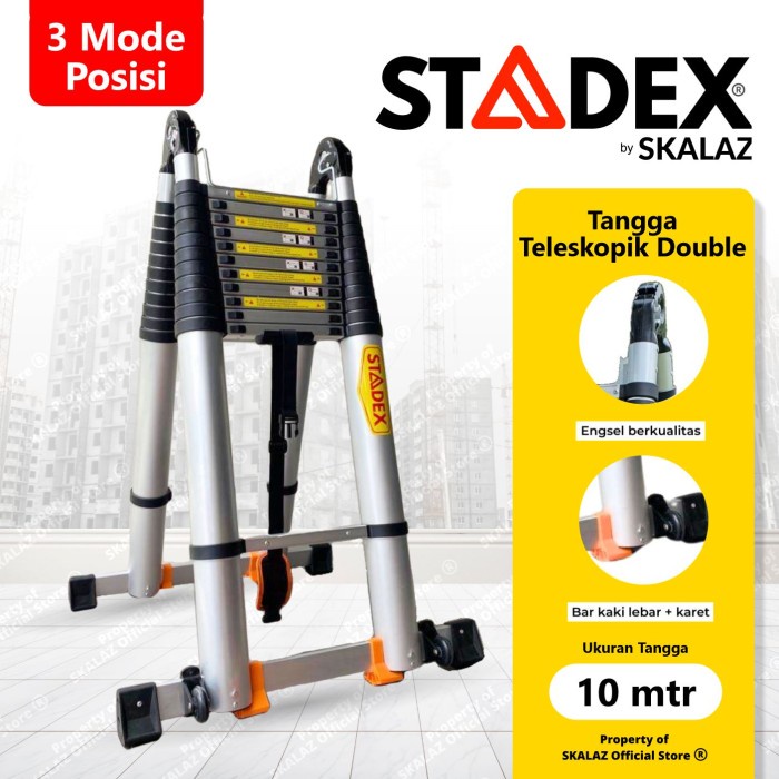 Tangga Teleskopik Double 10 meter Stadex Aluminium