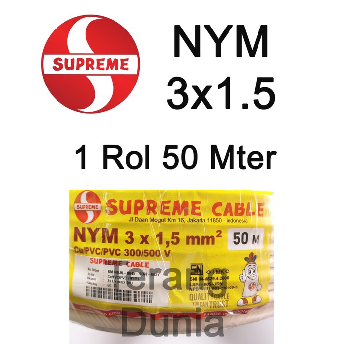Kabel Supreme NYM 3x1.5 Kabel NYM 3x1.5 Supreme Kabel Tunggal 3x1.5 Supreme
