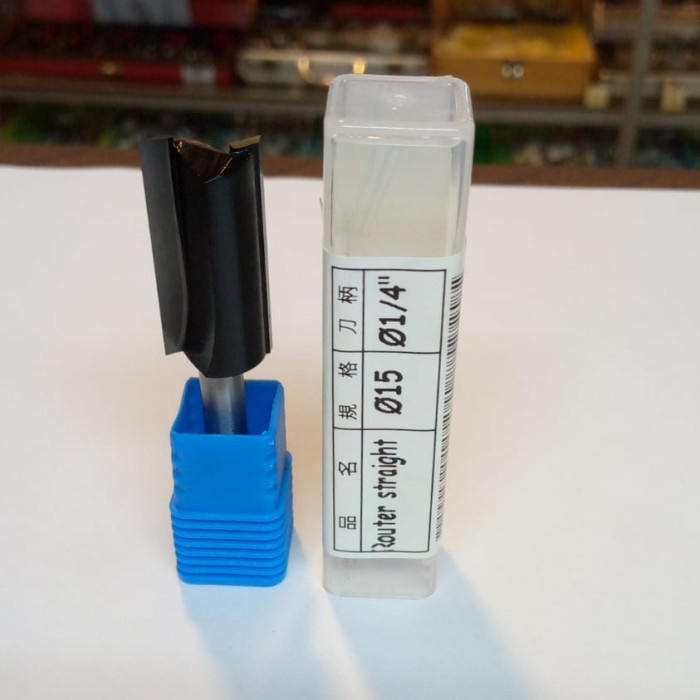 LANGSUNG DIPROSES mata profil kayu lurus straight bit 15mm mata router trimer 1/4"x15mm