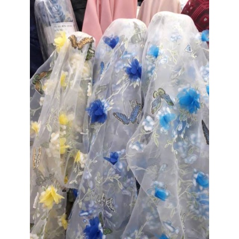 HAII HARGA TURUN IMPOR TERMURAH BAHAN ORGANZA 3D KAIN ORGANZA 3D MOTIF