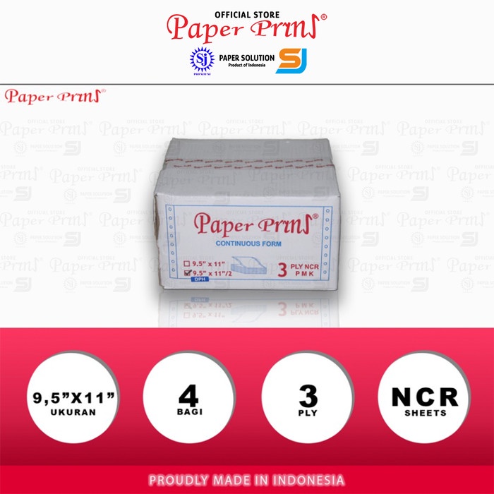 

Paperpryns Kertas Continuous Form 3PLY NCR DPH 9,5"/2 x 11"/2 (Bagi 4)