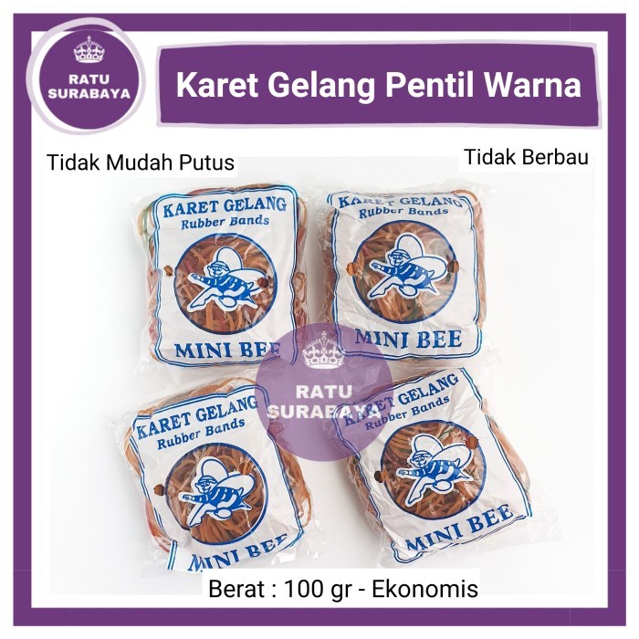 (GoodSeller) Karet Gelang Pentil Mini Bee 100gr Kuat Elastis Tidak Mudah Putus 1Ons
