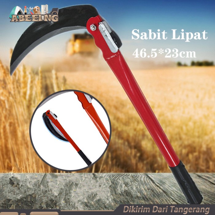 Pisau Sabit Lipat Panjang Alat Potong Rumput Portable Arit Rumput