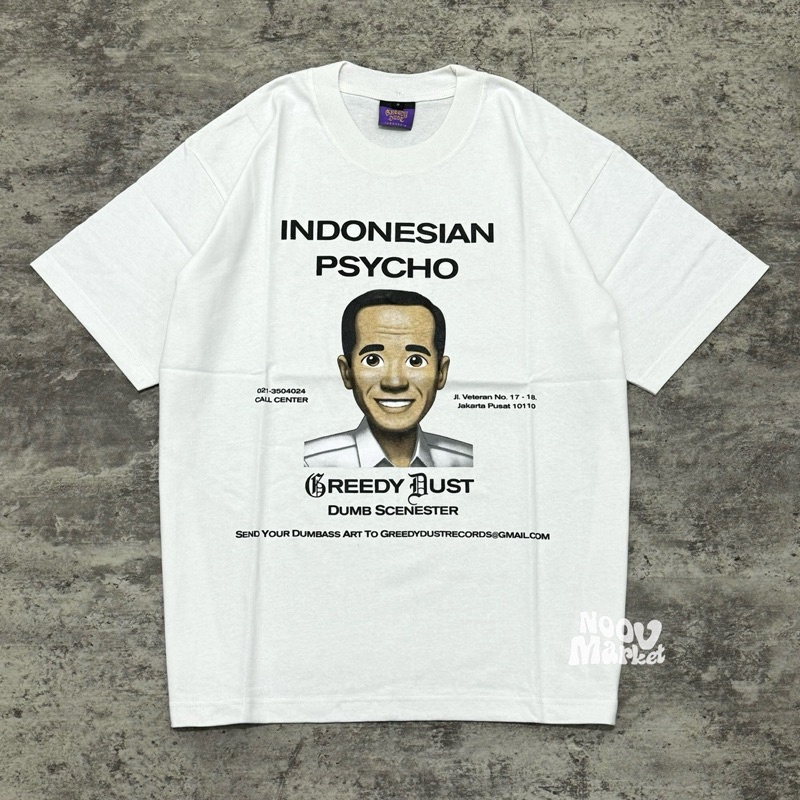 NOOV MUSIC Greedy Dust - Indonesia Psycho Tshirt Unisex - White