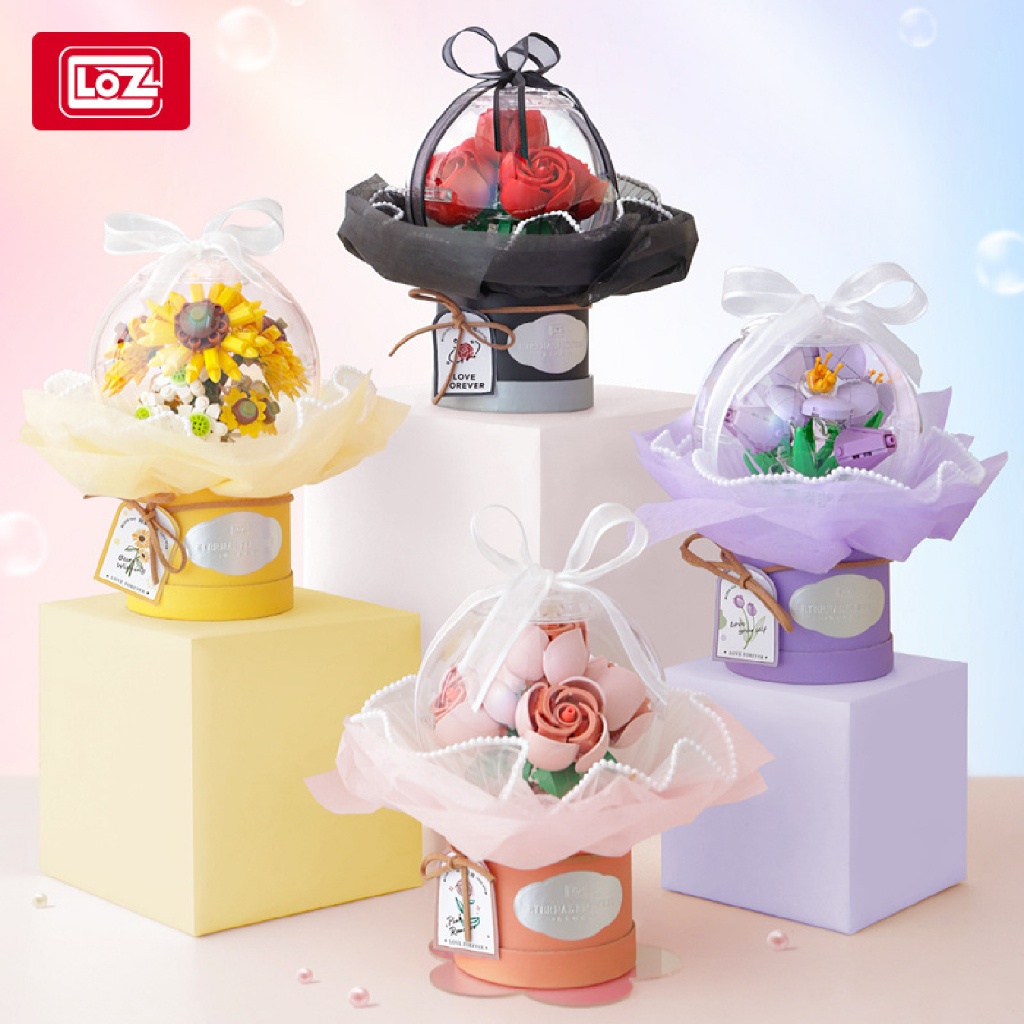 Block City Puzzle Block Bricks Toy hadiah Valentine gift LOZ Eternal Flower Bunga abadi -dilengkapi