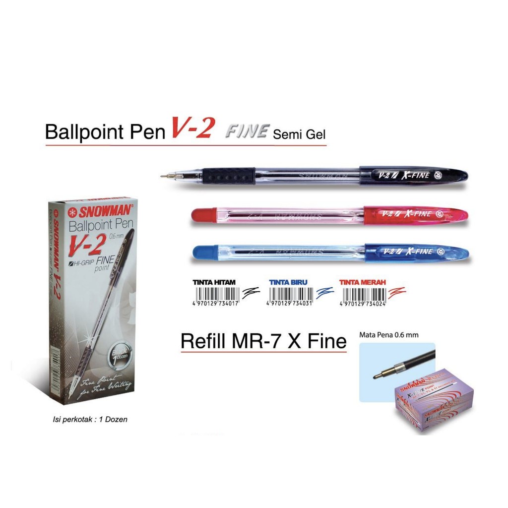 

(12Pcs) Pen / Pulpen / Ballpoint Snowman V2