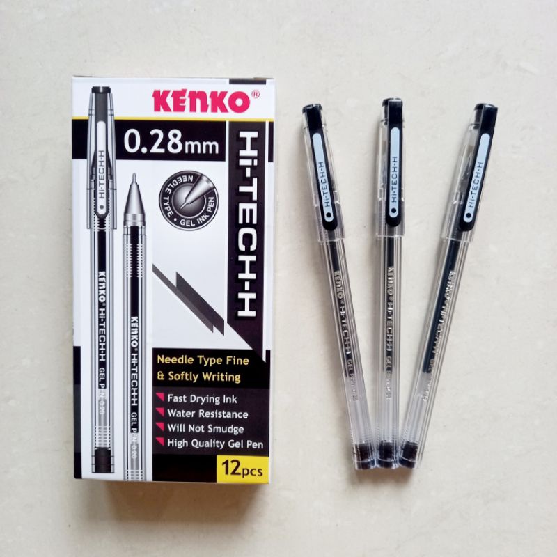 

[ Lusin Murah ] Pulpen Gel Pen Pena Jel 0.28 Mm Kenko Hi - Tech Hitam / Biru