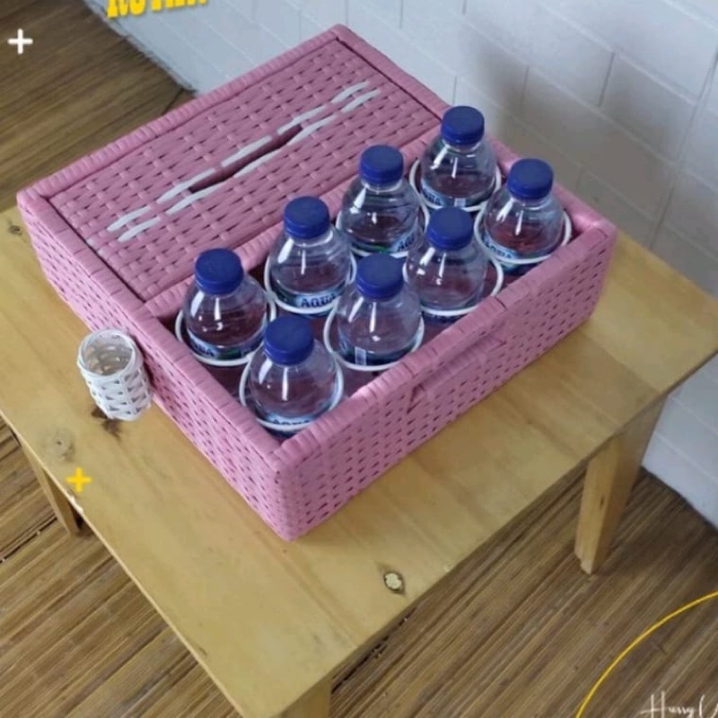 Payoe Tempat Aqua + Tisu 2In1 / Keranjang Air Mineral Dan Tissue / Wadah Aer Plus Tissu Aesthetic