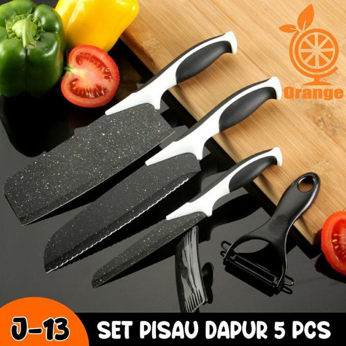 TERBAIK Pisau Set Stainless Dilapisi Anti Lengket / Peralatan Masak Pisau Set Pisau Dapur isi 6 pcs