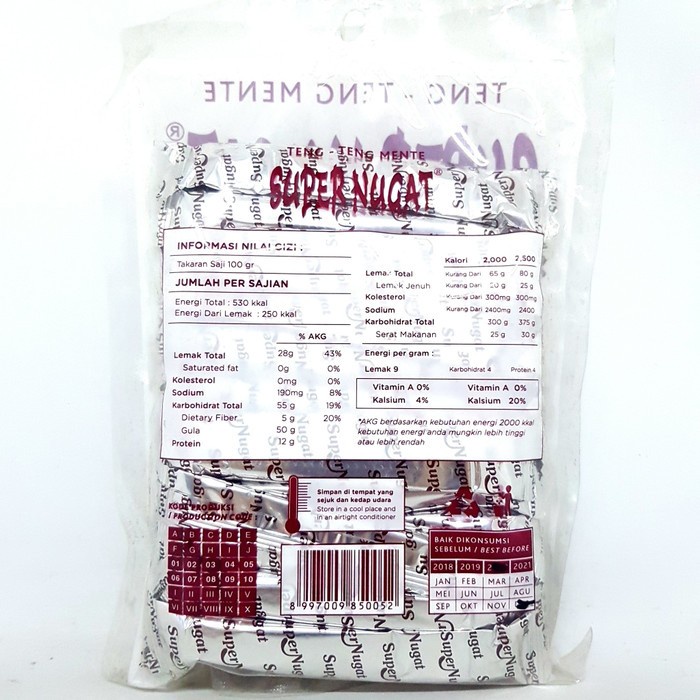 

(TopSeller) SUPER NUGAT TENG ENTENG KACANG MENTE 200gr HALAL MUI TING ENTING OKE