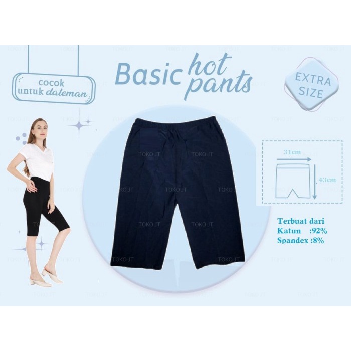 CELANA LEGGING UKURAN BESAR SHORT PANTS KATUN HITAM POLOS SELUTUT
