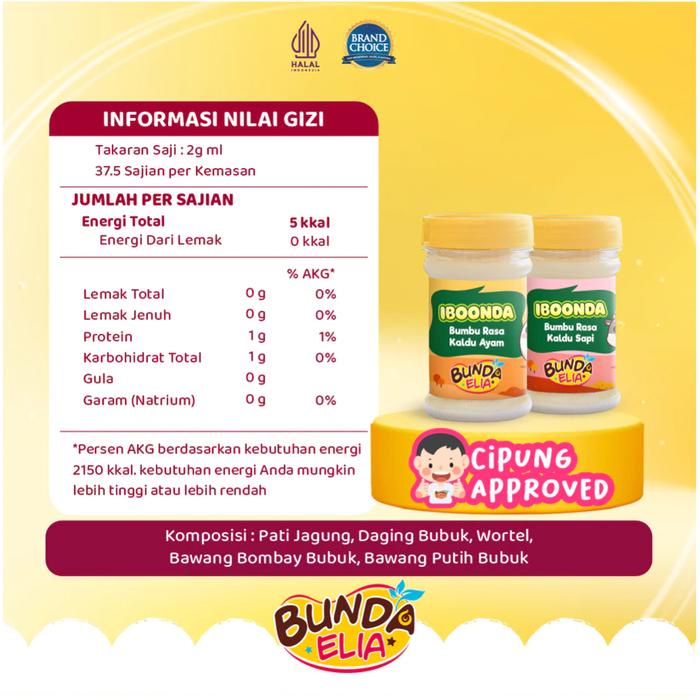 BUMBU BUNDA BY ELIA Iboonda Kaldu Mpasi Bubuk Penyedap Masakan Soup Mpasi Bayi Non MSG Halal Lengkap
