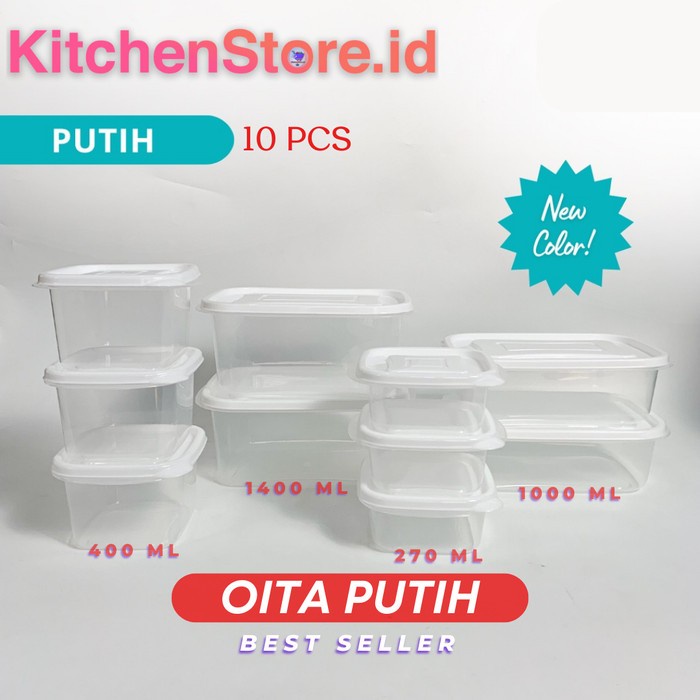 (Expert) TOPLES PLASTIK KOTAK PUTIH FOOD CONTAINER KULKAS SET WADAH PENYIMPANAN