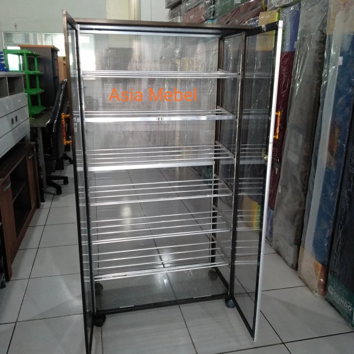 (Expert) Lemari Rak Sepatu Aluminium Kaca