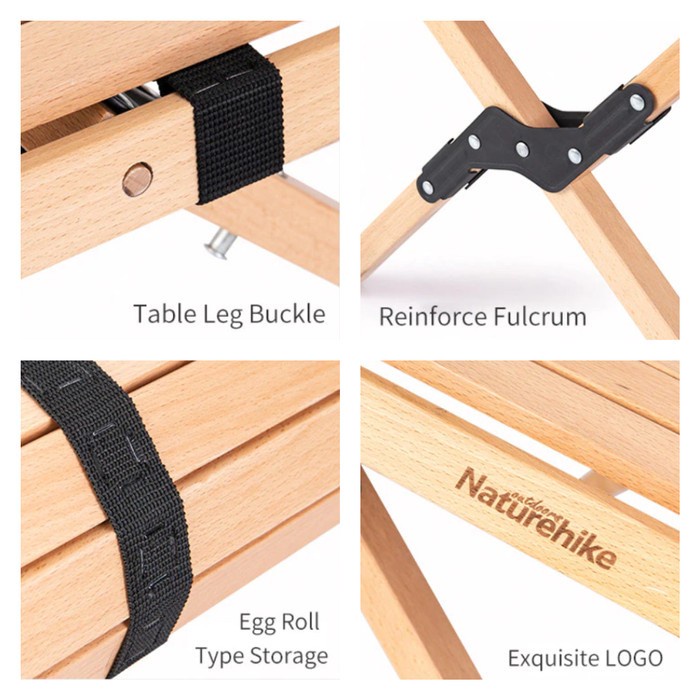 (Expert) Meja Lipat Naturehike NH19JJ009 Portable Wood Roll Table