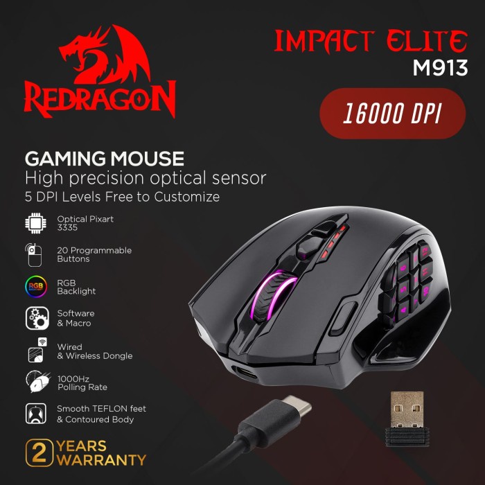 [Expert] Redragon Dual Mode Gaming Mouse RGB IMPACT ELITE - M913