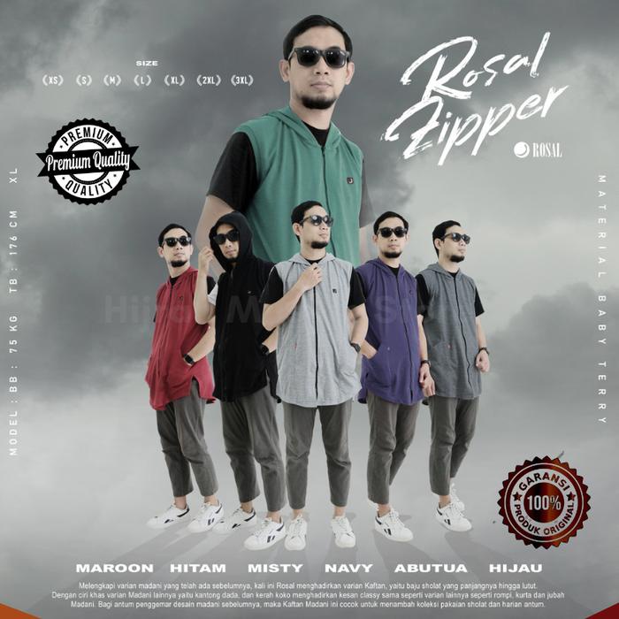 SALE TERBARU ROSAL BAJU MUSLIM PRIA ROMPI SHOLAT KOKO KURTA PAKISTAN HOODIE ZIPPER BAHAN KATUN BABY