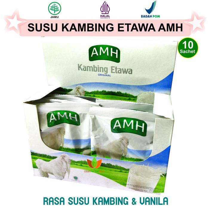 

AMH SUSU KAMBING ETAWA ORIGINAL BUBUK 1 BOX ISI 10 SACHET DAIRY GULA MILK BAHAN PROMO